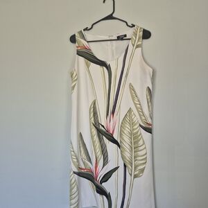 Premise White Tropical Print Midi Dress